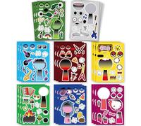 Sprunki Make Your Own Face Stickers for Kids - 24 Sheets Reusable Cartoon Stickers, Classroom Crafts & Party Favours (24pcs Body+Facial Stickers)