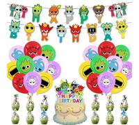 Sprunki Party Decorations, Cartoon Sprunki Party Decoration, Anime Cartoon Party Decoration, Sprunki Decorating Set Includes Birthday Banner Cake Decorating Balloons, 34PCS