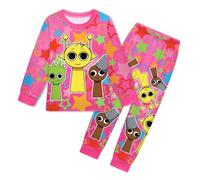 Sprunki Pyjamas Boys Long Sleeve Pjs Set Incredibox Girls Music Game Pajamas Nighties Sleepwear for Kids 3-12 Years (UK, Age, 4 Years, 5 Years, Regular, red)