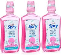 Spry Natural Kids Mouthwash with Xylitol, Bubble Gum - 473 ml (Pack of 3) | Fluoride Free, Enamel Support, Alcohol-Free, Gentle, Non-GMO, No Burn, Safe to Swallow