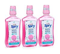 Spry Natural Xylitol Mouthwash Fluoride Free with Enamel Support, Alcohol-Free, Gentle, Non-GMO, Bubble Gum - 16 fl oz (Pack of 3)