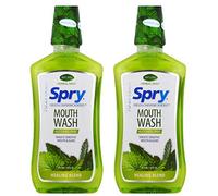 Spry Natural Xylitol Mouthwash Fluoride Free with Enamel Support, Alcohol-Free, Gentle, Non-GMO, Herbal Mint - 16 fl oz (Pack of 2)
