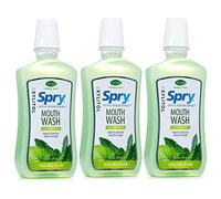Spry Natural Xylitol Mouthwash Fluoride Free with Enamel Support, Alcohol-Free, Gentle, Non-GMO, Herbal Mint - 16 fl oz (Pack of 3)