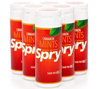 Spry Xylitol Cinnamon Mints Sugar Free Candy - Promote Oral Health, Increase Saliva Production, Stop Bad Breath, Non-GMO, Gluten-Free, 45 Count (Pack of 6)
