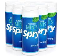 Spry Xylitol Peppermint Sugar Free Candy - Promote Oral Health, Increase Saliva Production, Stop Bad Breath, Non-GMO, Gluten-Free, 45 Count (Pack of 6)