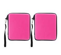 Spryflower 2Pcs EVA Hard Protective Case for 2DS, Shockproof Storage Bag with Double Zipper and Lacing, Portable Gaming Console Carry Case with Hanging Rope (Pink)