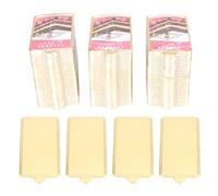 Spryflower 300Pcs Gold Rectangular Mousse Cake Board, Food - Grade Cake Base Cardboard, 100x60mm Mini Dessert Display Board with Edge Handle for Bakery, Wedding, Party, Coffee Shop