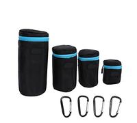 Spryflower 4Pcs DSLR Camera Lens Pouch, Neoprene Lens Bag with Zipper and Metal Buckle, Foldable Protective Case with Mesh for DSLR and Mirrorless Lenses