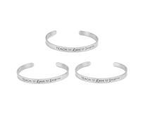 Spryflower Adjustable Open Bracelet Stainless Steel Cuff Bangle for Women and Men, Engraved Minimalist Silver Bracelet with Flexible Fit, 3 - Piece Set for Everyday Wear