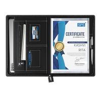 SPS Portfolio Multipurpose Leatherette Professional Black File Folders for Certificates, Documents Holder, Document Bag, Portfolio, Executive File Legal Size Documents Holder with 20 Leafs