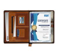 SPS Portfolio Multipurpose Leatherette Professional Brown File Folders for Certificates, Documents Holder, Document Bag, Portfolio, Executive File A4/Foolscap/Legal Size Documents Holder with 20 Leafs