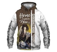 SPSAXGDX Hoodies Jackets T-Shirt Cardigan Thin 3D Clydesdale Horse Pullover Men Women Sweatshirt Fashion/A2/5XL
