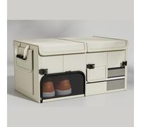 spshi Car Boot Organiser for Daewoo Rezzo 2000-2006 F600 Heavy Duty Storage Box with Reinforced Support Plates Comfort Handle Shoe Pocket Reflective Strips Foldable Oxford Cloth,B-Beige