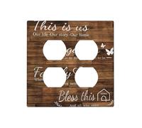 Spshian Brown Wood Grain Inspirational Words Decorative Light Switch Cover Plate 2-Gang Duplex Outlet Covers Gfci Wall Plate Electrical Receptacle Switch Plate Covers Plug Faceplate for Bathroom Decor