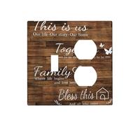 Spshian Brown Wood Grain Inspirational Words Outlet Covers 2 Gang Combin 1 Toggle/1 Duplex Light Switch Cover Decorative Gfci Wall Plate Electrical Receptacle Switch Plate Covers for Bathroom Decor