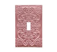 Spshian Decorative Light Switch Plate Covers Pink Flower Elegant 3D Floral Embossed 1 Gang Light Switch Cover Plate Single Toggle Wall Plate Outlet Covers Faceplate for Bedroom Home Decor
