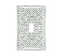 Spshian Decorative Light Switch Plate Covers White Flower Elegant 3D Floral Embossed 1 Gang Light Switch Cover Plate Single Toggle Wall Plate Outlet Covers Faceplate for Bedroom Home Decor