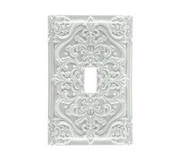 Spshian Decorative Light Switch Plate Covers White Flower Elegant 3D Floral Embossed 1 Gang Light Switch Cover Plate Single Toggle Wall Plate Outlet Covers Faceplate for Bedroom Home Decor