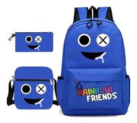 SPSMOKH 3Pcs/SetColorful Monster Cyan Looky Red Backpack,Anime Game schoolbags contain Backpack Lunchbag Pen Bag for Children boys and girls (Treasure Blue, 32 * 45 * 13cm)