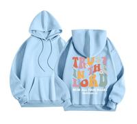 SPSMOKH Christian Drawstring Hoodie for Women UK - Bible Verse Inspirational Faith Sports Sweatshirt (Blue, S)