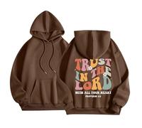 SPSMOKH Christian Drawstring Hoodie for Women UK - Bible Verse Inspirational Faith Sports Sweatshirt (Coffee, XL)