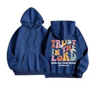 SPSMOKH Christian Drawstring Hoodie for Women UK - Bible Verse Inspirational Faith Sports Sweatshirt (Dark Blue, S)