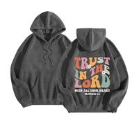 SPSMOKH Christian Drawstring Hoodie for Women UK - Bible Verse Inspirational Faith Sports Sweatshirt (Dark Gray, S)