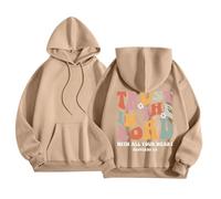 SPSMOKH Christian Drawstring Hoodie for Women UK - Bible Verse Inspirational Faith Sports Sweatshirt (Khaki, M)