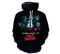 SPSMOKH Five Nights Game Hoodie Freddie/Foxy Sports Sweatshirt 3D Print Horror Style Pullover Long Sleeve On Men and Women (XXL, 2)