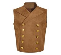 SPSMOKH Kids Medieval Waistcoat Steampunk Double Breasted Vest Jacket Cowboys Riding Outerwear (Coffee, 13-14 Years)