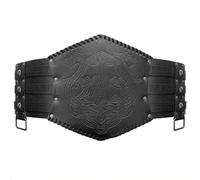 SPSMOKH Medieval Retro Nordic Viking Style Wide Belt Embossed Double Dragon Leather Waist Armour COSPLAY Stage Costume Props (A, 132 * 97CM)