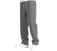 SPSMOKH Men's Casual Solid-Colour Drawstring Joggers - Straight-Leg Fleece Lined Trousers with Belted Pockets, Elasticated Waist Long Trousers for Winter, Open Hem Sweatpants (#A4 Grey, XXL)