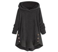 SPSMOKH Women's Fleece Hooded Top Long Sleeve A-Line Winter Warm Teddy Fleece Jacket Pullover Tops Yes Im Cold Letter Print Hoodie Fuzzy Fluffy Women Trendy Cute Girls Casual Home (Black, L)