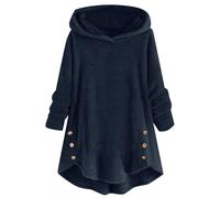 SPSMOKH Women's Fleece Hooded Top Long Sleeve A-Line Winter Warm Teddy Fleece Jacket Pullover Tops Yes Im Cold Letter Print Hoodie Fuzzy Fluffy Women Trendy Cute Girls Casual Home (Navy, L)