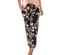 SPSMOKH Women's Harem Pants - Bohemian-style Trousers with Retro Floral Print, High-Waisted Pleated Waistband Pocket Casual Trousers, Loose Yoga Casual Summer Beach Linen Trouser (#A03, XL)