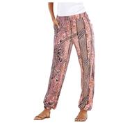 SPSMOKH Women's Harem Pants - Bohemian-style Trousers with Retro Floral Print, High-Waisted Pleated Waistband Pocket Casual Trousers, Loose Yoga Casual Summer Beach Linen Trouser (#A05, L)