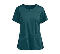 SPSMOKH Women's V-Neck Short Sleeve Scrub Top Tunic healthcare workwear with pockets, Massage therapist workwear top, Caregiver and beautician top for Nurse Dog Grooming Work Uniform (A1 Green, 4XL)