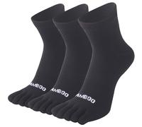 SPST Toe Socks for Men and Women, Bamboo Viscose Five Finger Ankle Socks, Athletic Running Socks 3 Pairs, Black, Medium