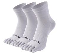 SPST Toe Socks for Men and Women, Bamboo Viscose Five Finger Ankle Socks, Athletic Running Socks 3 Pairs, Gray, Medium
