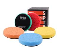 SPTA 5pcs Polishing Pad Hex Logic Polishing Sponges Saving Wax Replaceable Car Polishing Pad Foam Set For Eccentric Polishing Machine Grinder - Car Polishing Professional Set (5 inch)