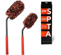 SPTA 2 Pcs Angled Wheel Cleaning Brushes, Metal Free Synthetic Wool Wheel Tire Brush, Flat Spoke Brush, Car Wheel Brushes Wheel and Rim Cleaning Brush, Automotive Detail Cleaning Brushes