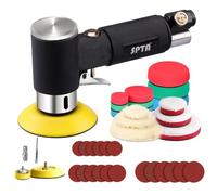SPTA Air Sander Polisher, 25mm/50mm/80mm Random Orbit Sander Polisher Sets with Polishing Pads & Buffing Pads for Car Detailing Polishing