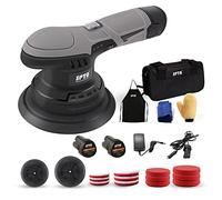SPTA Cordless Car Buffer Polisher With 2Pcs 12V Lithium Rechargeable Battery, Brushless Variable Speed, Portable With Polishing Pads Kit for Waxing