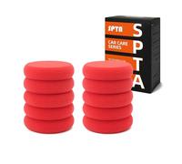 SPTA Foam Applicator Pads, 4 Inch Round Shape Side Pressing Hand Polishing Red Sponge Pads Kit Detailing Buffing Pads for Waxing Polishing Paint Ceramic Glass Cleaning, Pack of 10 -HPWR10