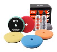 SPTA HD Buffing Polishing Pads, 5 Inch Orbital Buffer Pads Hook and Loop Buffing Pads, Foam Polish Pad 5 Grits from Coarse to Fine for 5 Inch DA Rotary Polisher Compounding, Polishing and Waxing