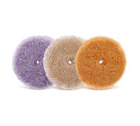 SPTA WPMIX5 Lambskin Pad, Polishing Pads, Lambswool Cover, Lambskin, 3-Piece 125 mm Polishing Disc Polishing Set Wool Pad Lambswool 125mm Hook and Loop Pad Polishing Disc for Car Polishing Machine