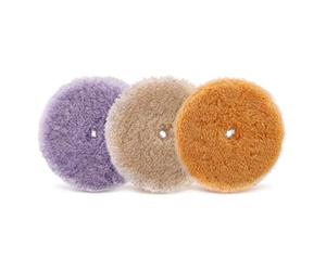 SPTA WPMIX5 Lambskin Pad, Polishing Pads, Lambswool Cover, Lambskin, 3-Piece 125 mm Polishing Disc Polishing Set Wool Pad Lambswool 125mm Hook and Loop Pad Polishing Disc for Car Polishing Machine