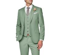 SPTALLFITJSV 3 Piece Suit Men Slim Fit Wedding Suits for Mens Elegant One Button Jacket Single Breasted Vest Pants Set, Dusty Sage Green, M