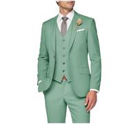 SPTALLFITJSV 3 Piece Suit Men Slim Fit Wedding Suits for Mens Elegant One Button Jacket Single Breasted Vest Pants Set, Dusty Sage Green, XXL