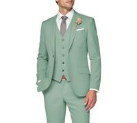 SPTALLFITJSV 3 Piece Suit Men Slim Fit Wedding Suits for Mens Elegant One Button Jacket Single Breasted Vest Pants Set, Dusty Sage Green, M